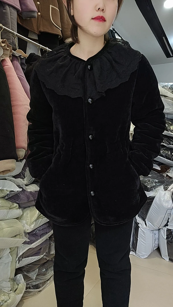 2025年新升级小香蕾丝领雪尼尔细条纹保暖家居套装