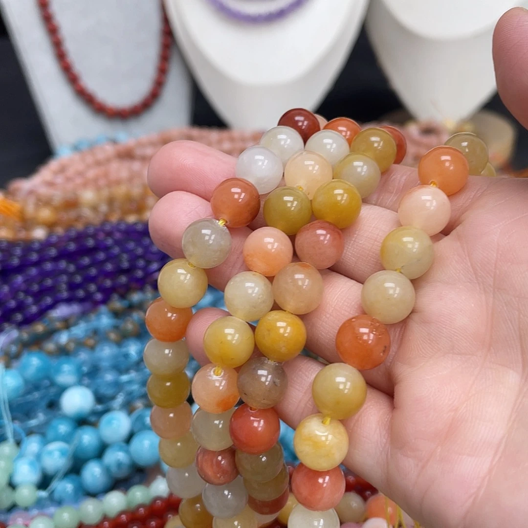 玛瑙/玉髓未镶嵌半成品金丝玉10m散珠