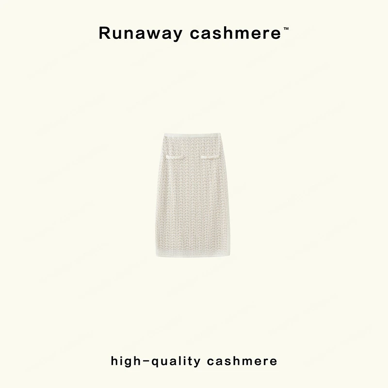 【RUNAWAY】羊绒白厂丝针织包臀裙