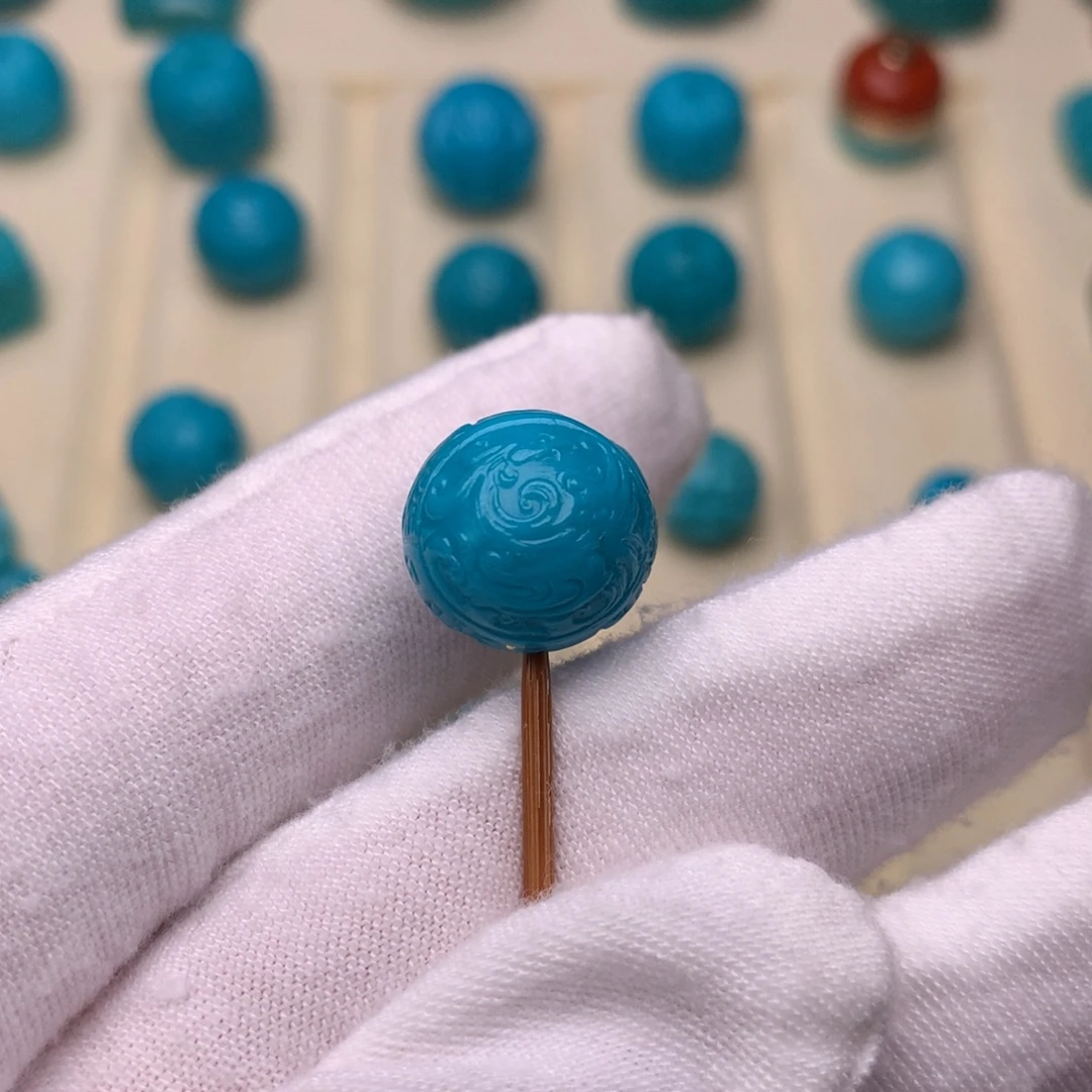 绿松石未镶嵌绿松石龙凤球13.4