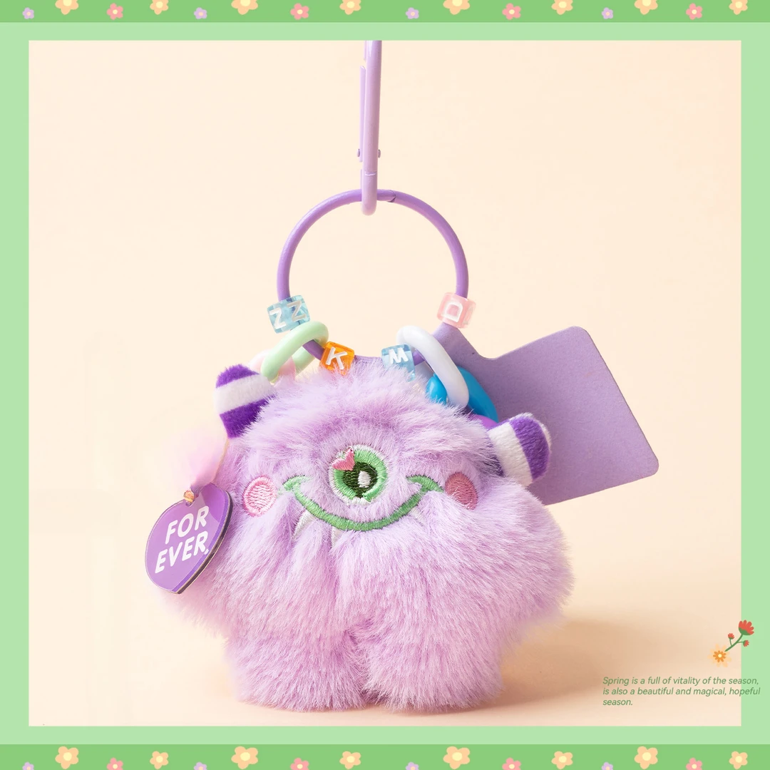 【新人福利】可爱大眼仔怪兽毛绒公仔情侣礼物钥匙扣书包挂饰包挂件