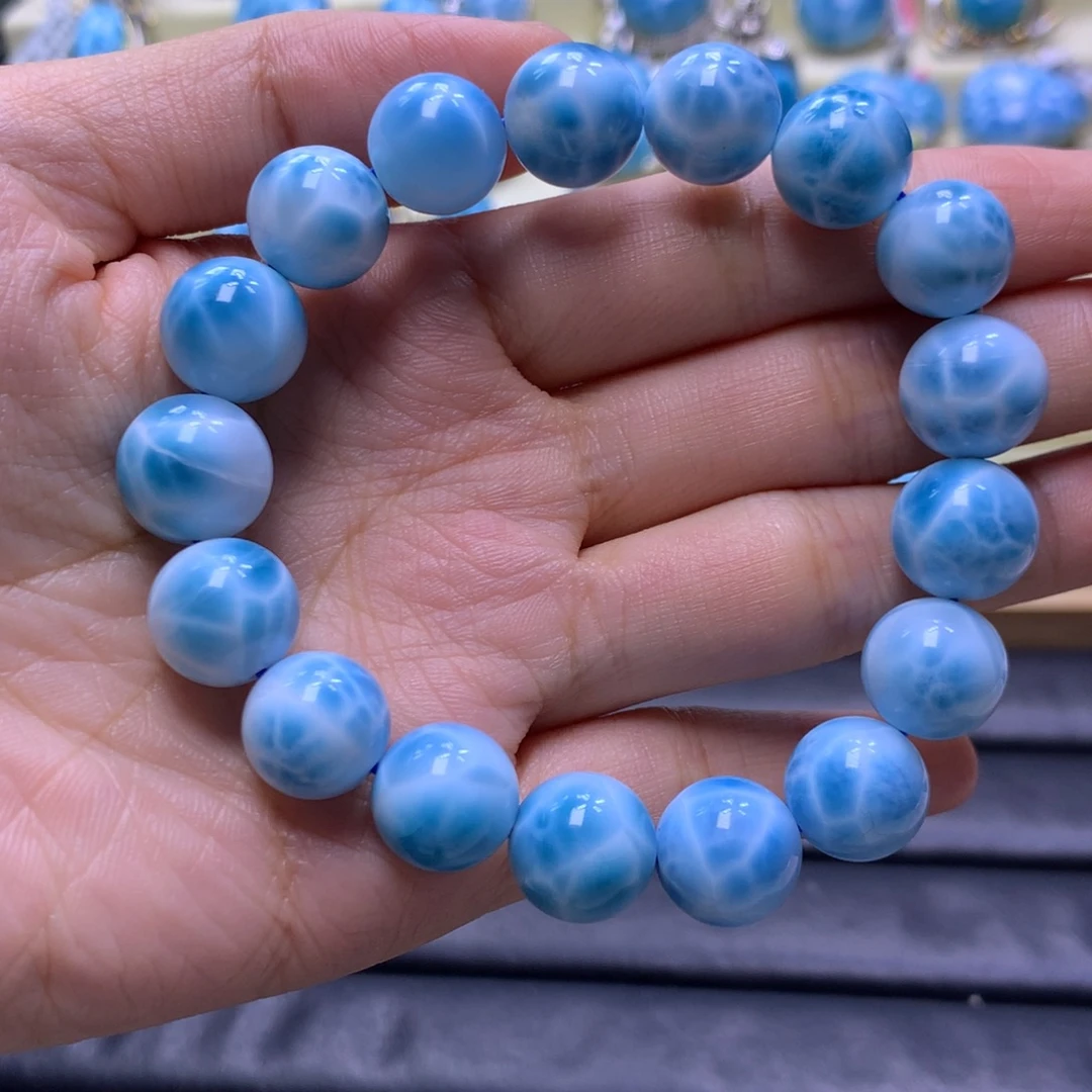 针钠钙石（海纹石）未镶嵌手串12+手串色差略异