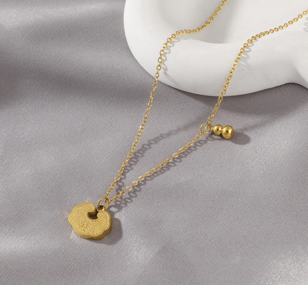 钛钢吊坠 新中式福锁吊坠项链 高级感锁骨链