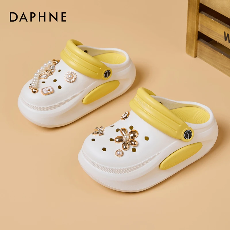 达芙妮洞洞鞋女厚底百搭夏季新款小个子休闲鞋沙滩凉鞋露趾半拖鞋