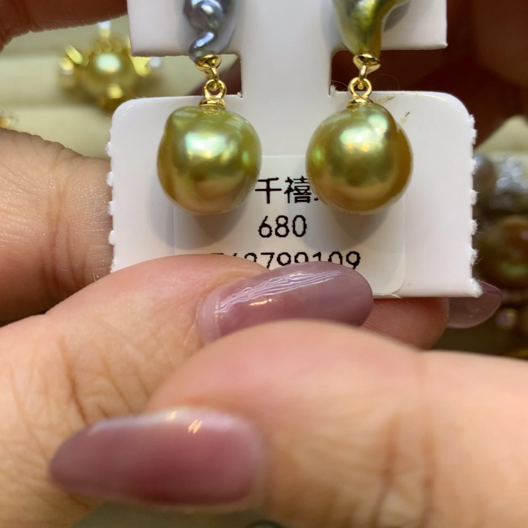 银S925镶嵌耳饰海水珍珠