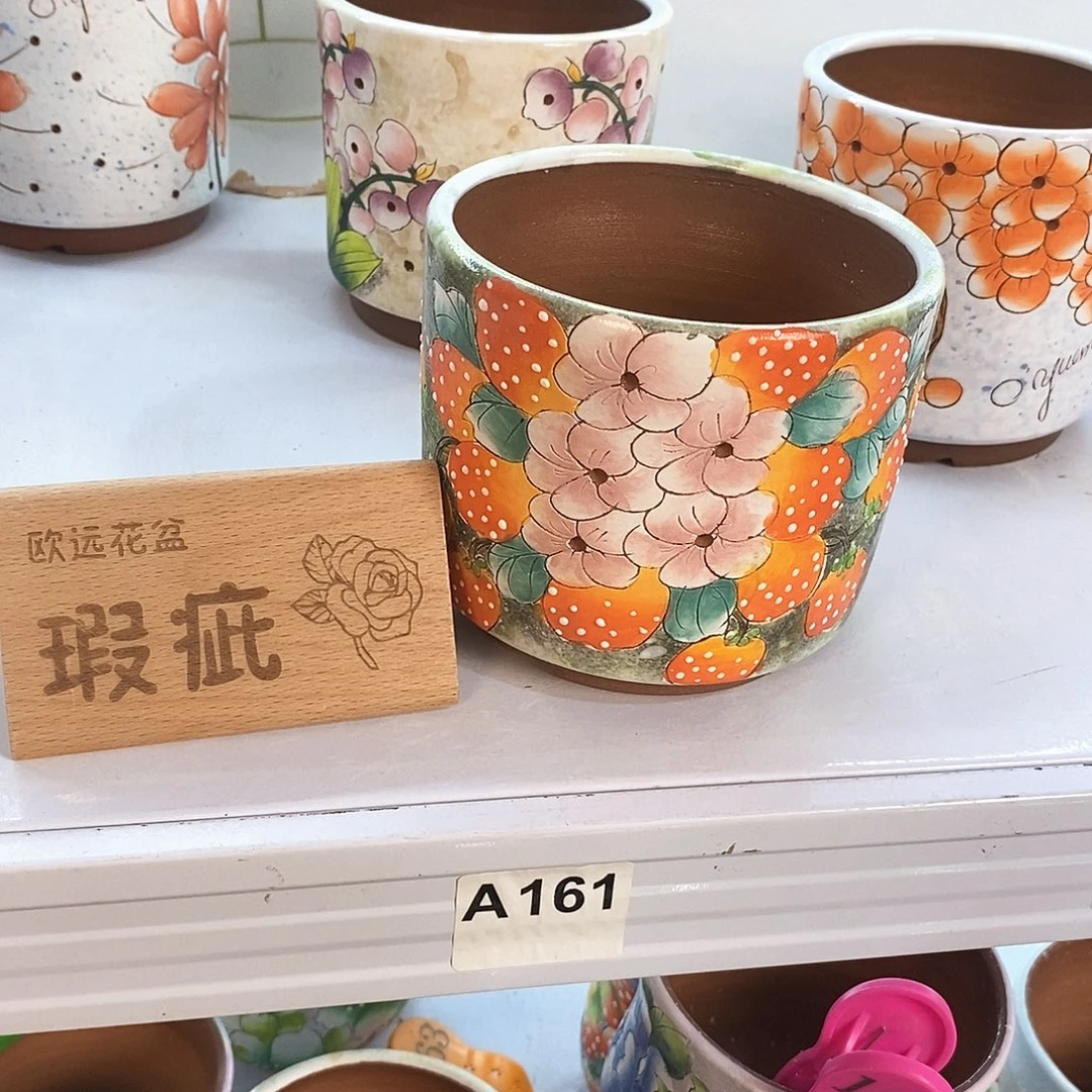 紫砂花盆红陶手绘花盆