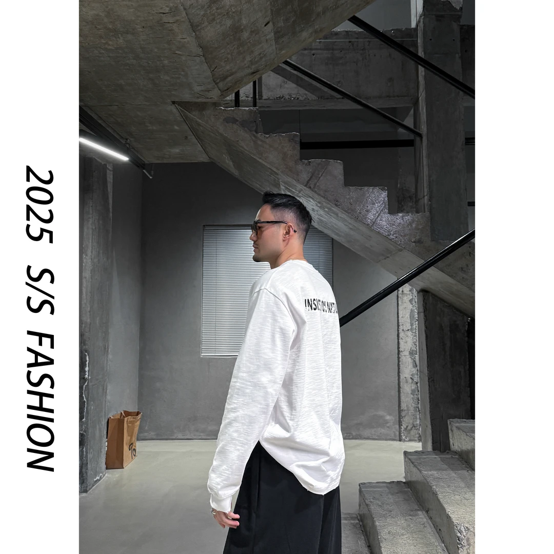 【叶继枫】25 S/S “破坏感”300g竹节棉极简磨破复古宽松打底长袖卫T