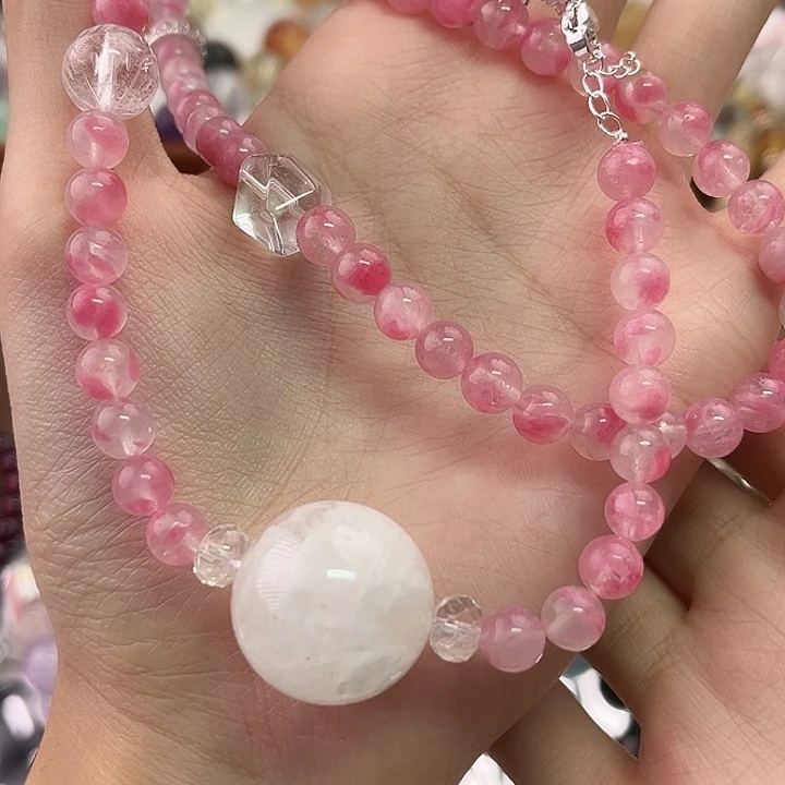 蔷薇辉石未镶嵌手绳吊坠