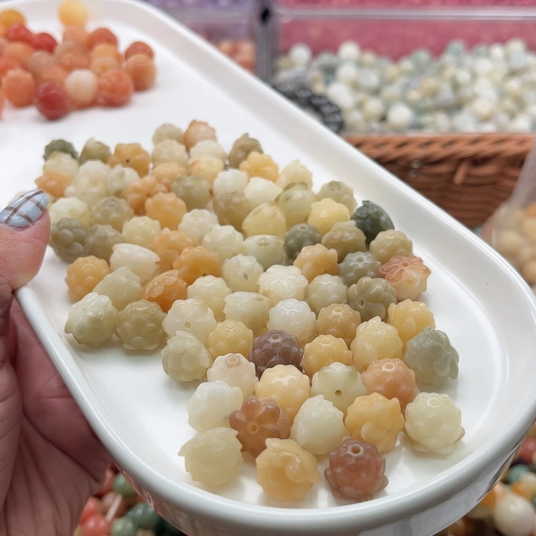 白玉菩提吊坠q/12mm/22颗睡莲