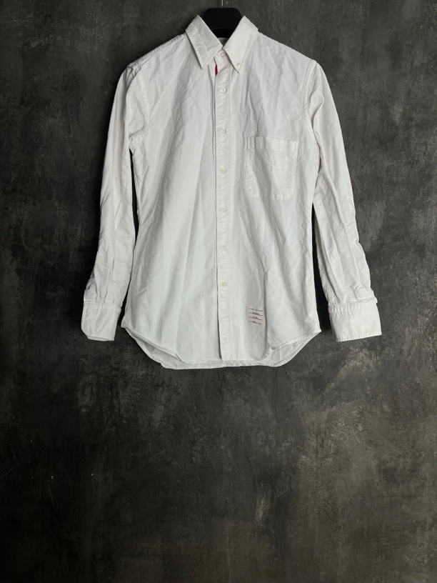全新未使用 THOMBROWNE 2码*1/白色纽扣彩条衬衫/01259