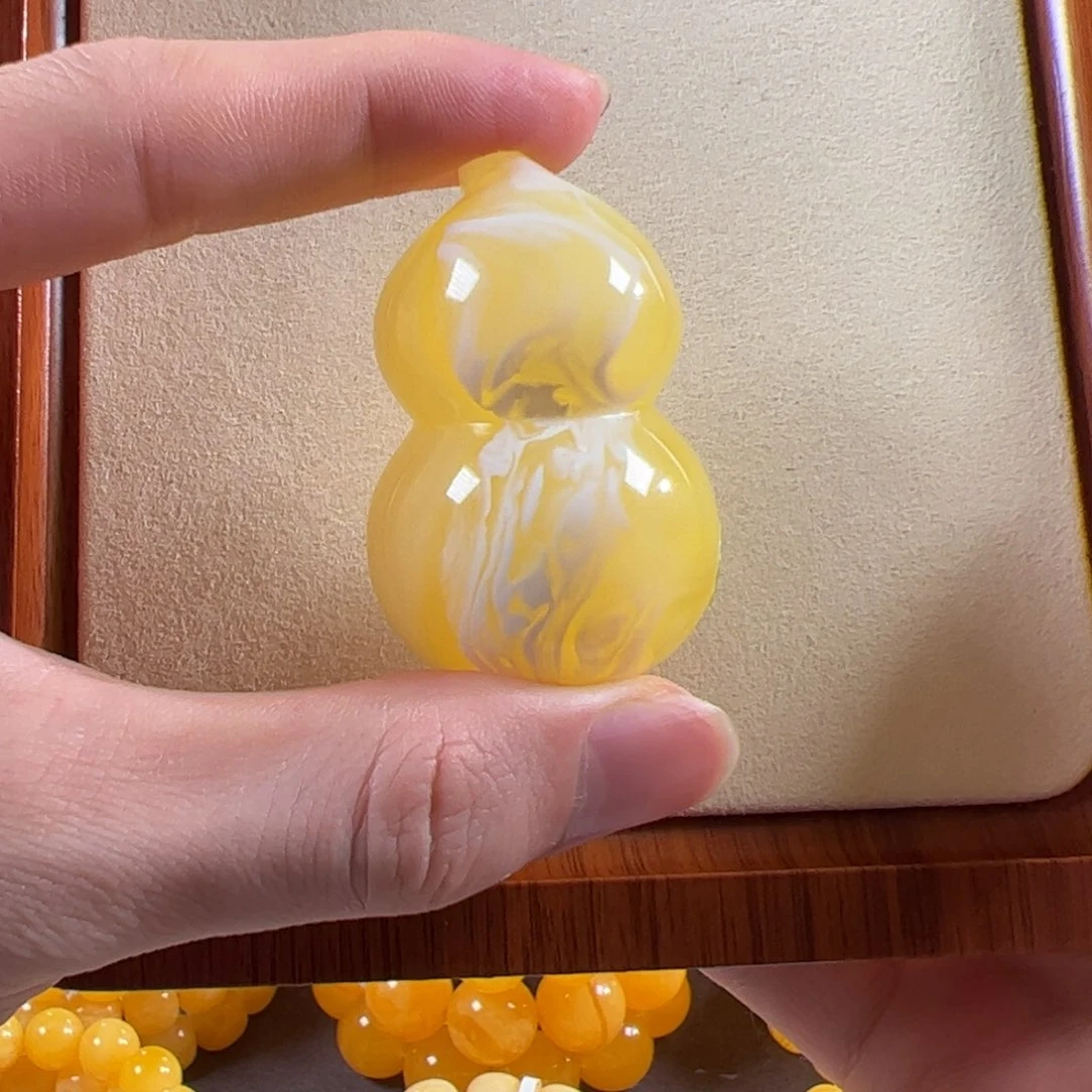 蜜蜡未镶嵌珠宝奇石焦皮符箓纹妖孽拉丝葫芦