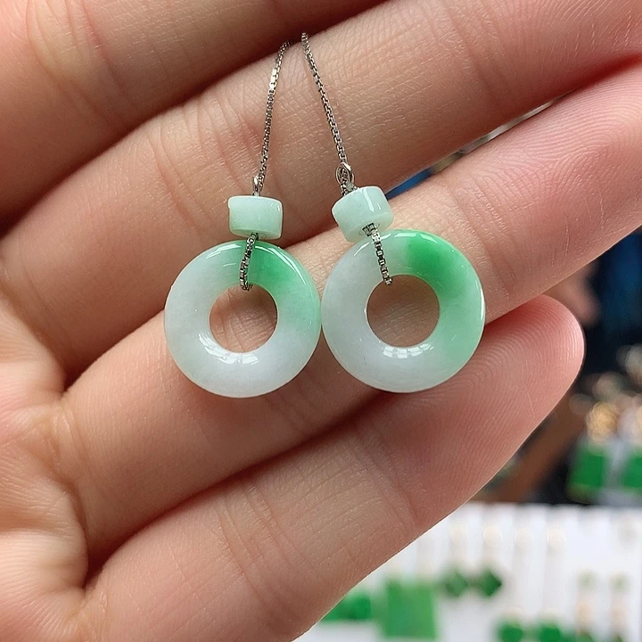 翡翠银S925镶嵌耳饰耳饰