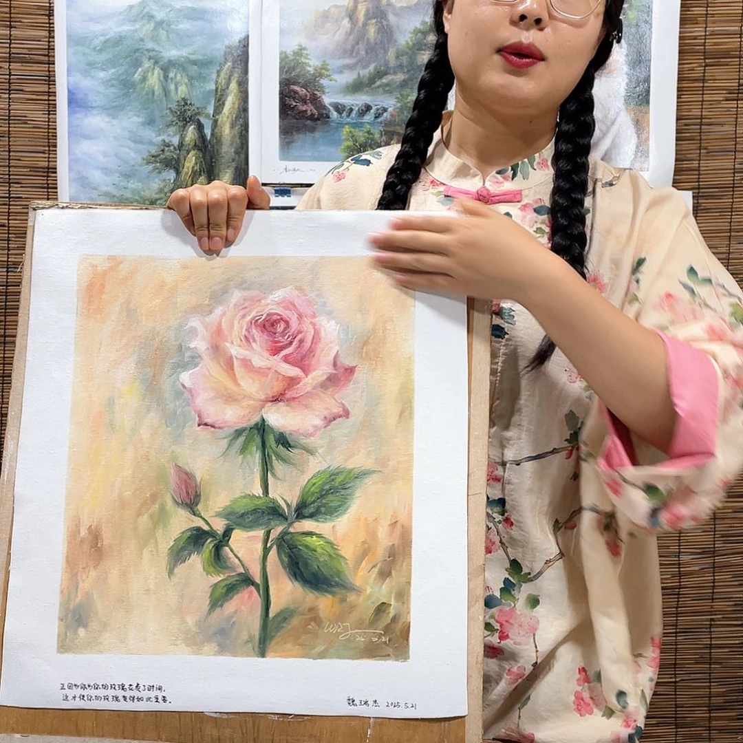 油画恭喜竞拍成功薇爽