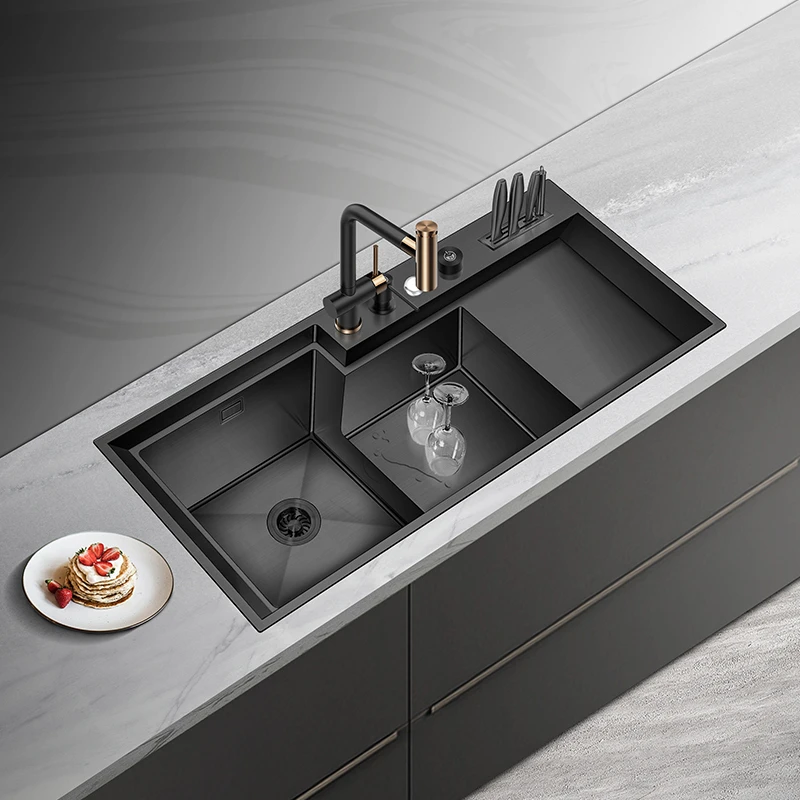 尼洛施纳米水槽阶梯式超大单槽304不锈钢洗菜盆加大号洗碗池