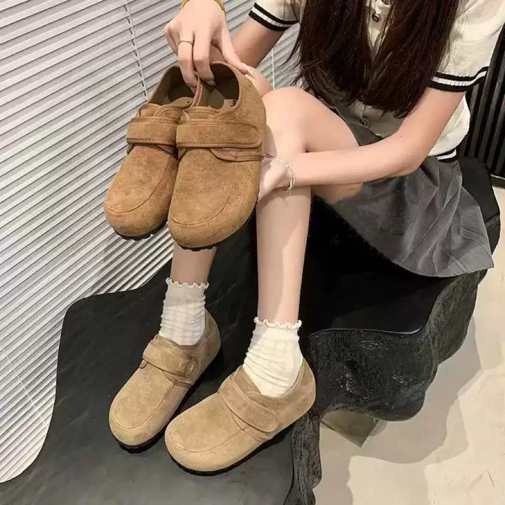 8606胶粘女鞋舒适单鞋时尚秋季魔术贴圆头鞋防滑