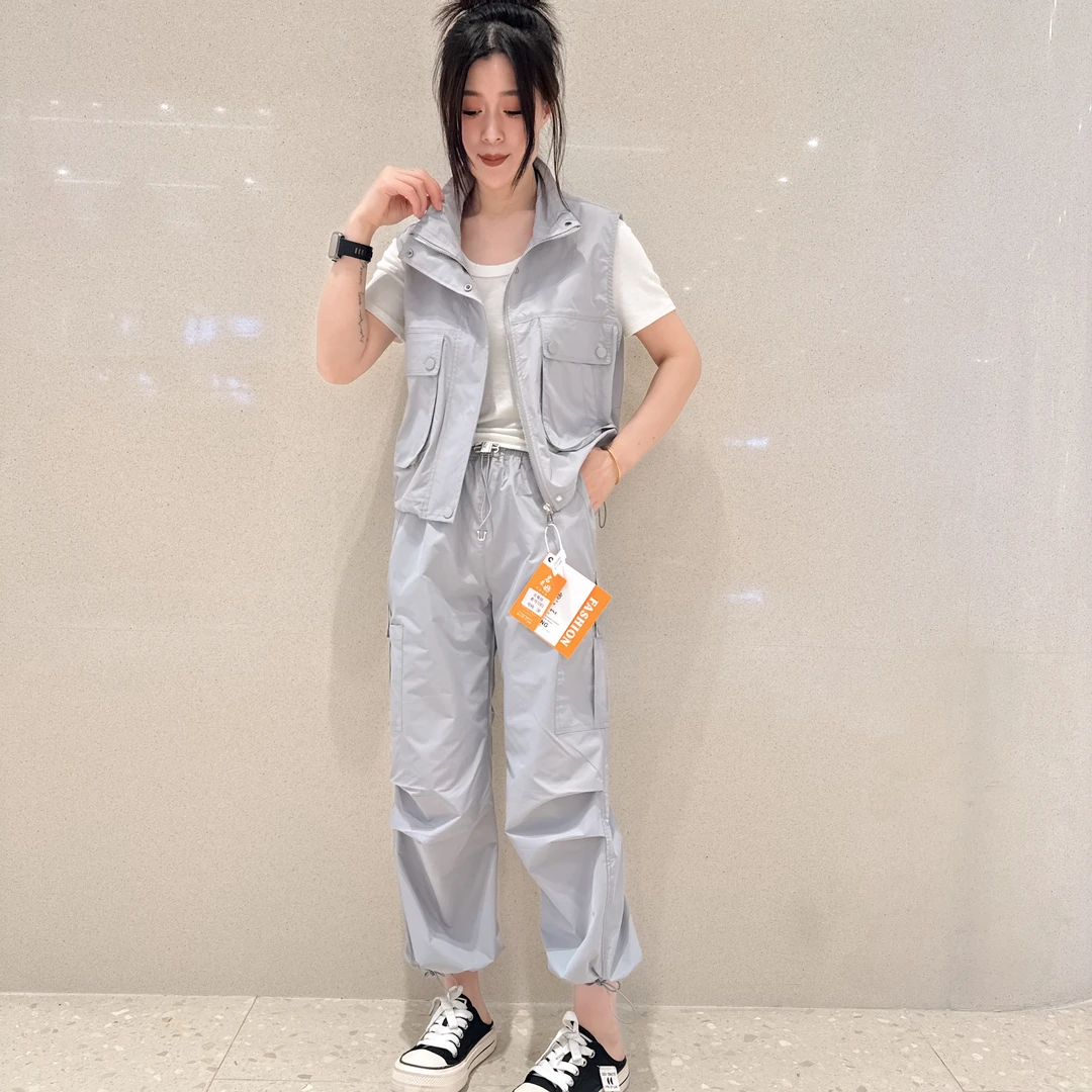 2件套立领马甲工装套气质夏季