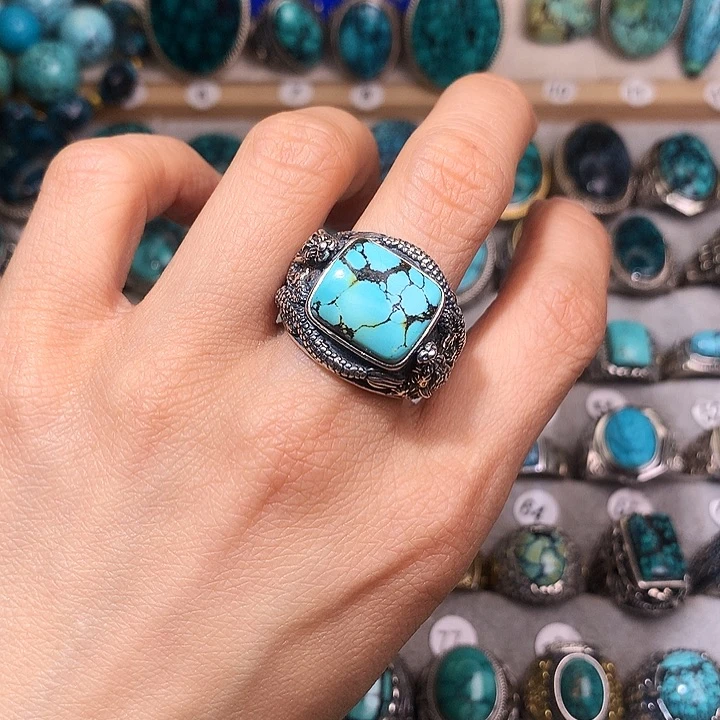 绿松石挂件银S925镶嵌