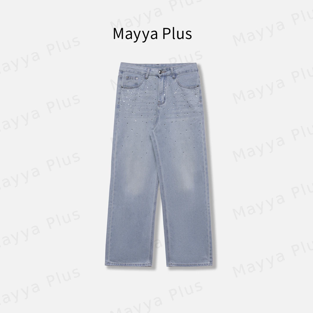 【高光牛仔】Mayya Plus麦芽定制轻奢气质显瘦百搭款牛仔裤32518170