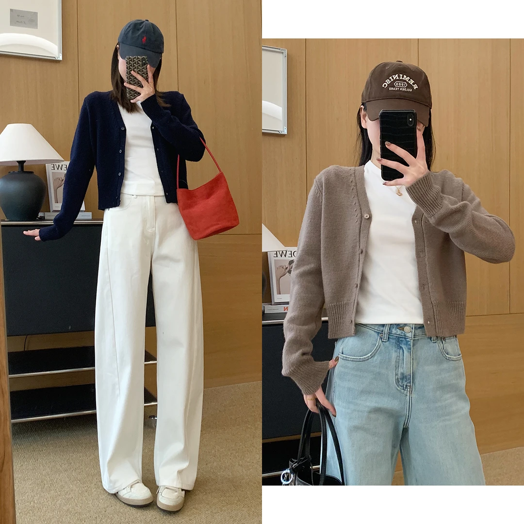 大叮自制清仓【330克老钱质感】早春全羊毛V领休闲针织开衫！S5781