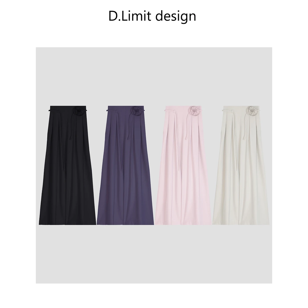 D.LIMIT DESIGN小众设计感垂感玫瑰花西装阔腿裤夏季女DLCK11608