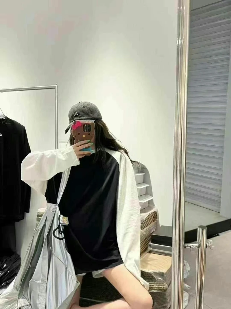 NICE圈圈、姐妹们千万别错过 雪花棉撞色插肩袖防晒T恤A9167