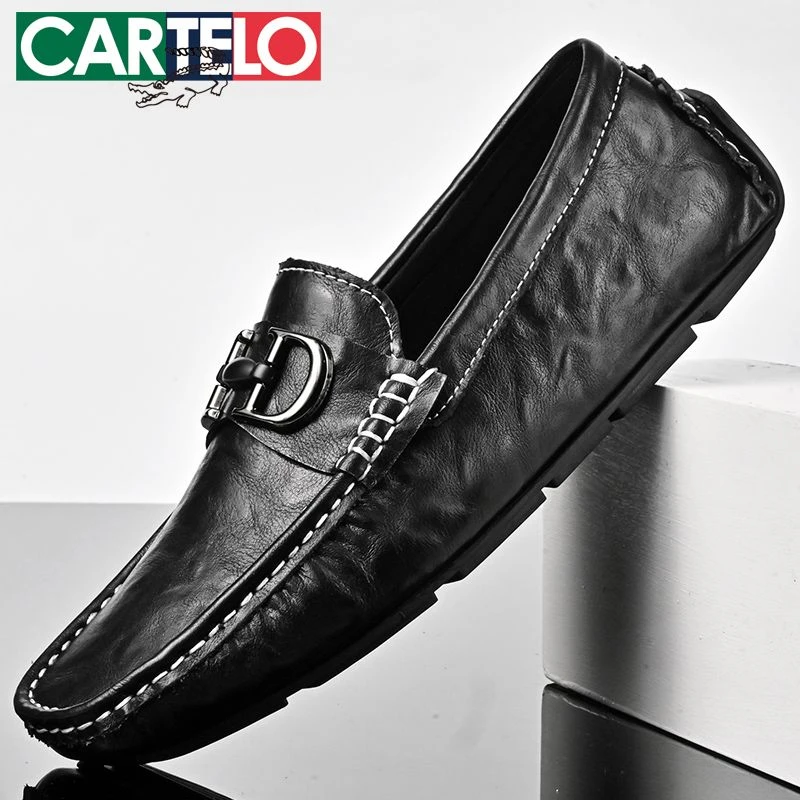 卡帝乐鳄鱼男士豆豆鞋真皮时尚潮流一脚蹬驾车鞋透气百搭休闲皮鞋