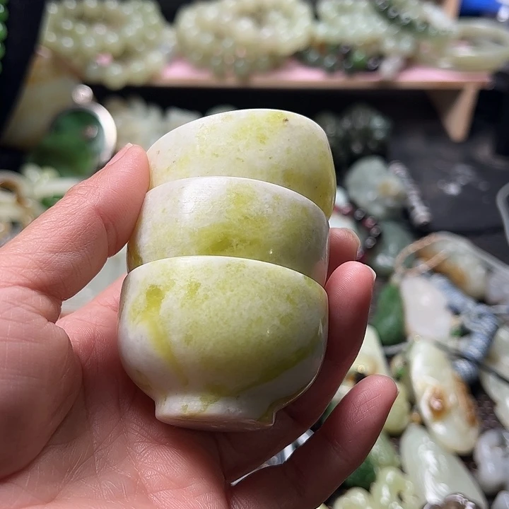 蓝田玉（蛇纹石化大理石玉）合金手链