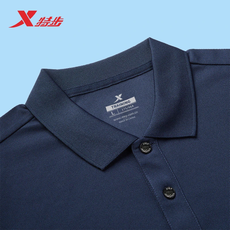 特步polo衫男士夏季运动短袖翻领户外纯色半袖通勤风宽松休闲上衣