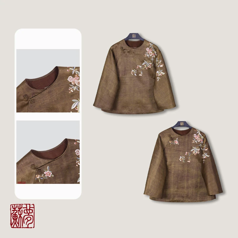 蘇夢【香云依旧】琥珀流光香云纱圆领中式上衣01031526 01031543