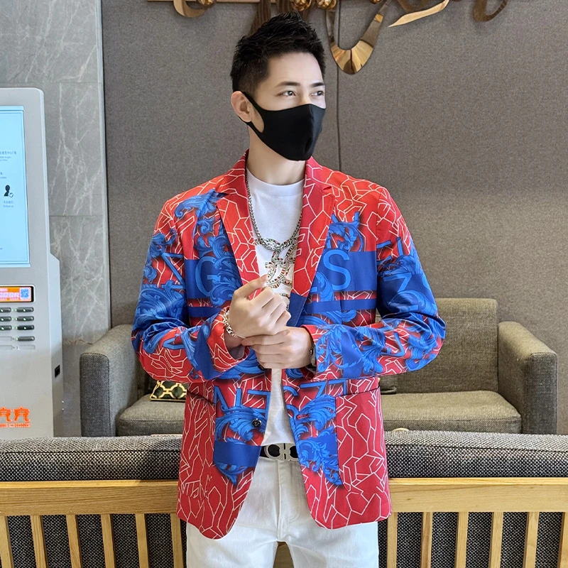 2025春季潮流修身格纹高级商务撞色便西男时尚帅气男士中长款外套