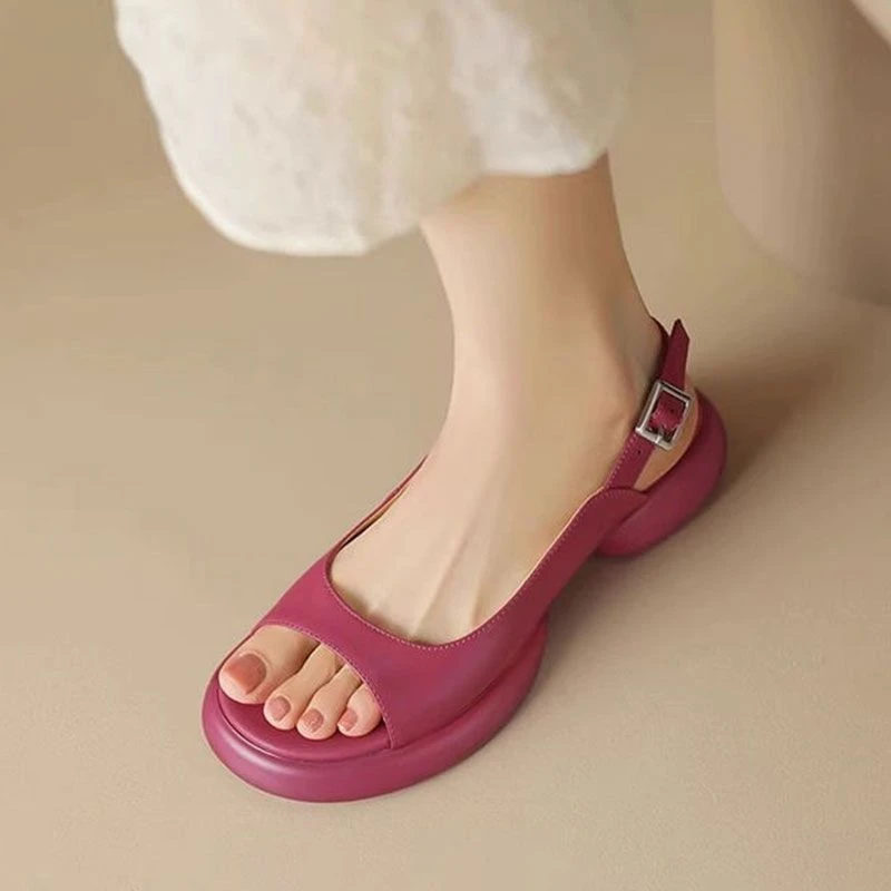 软底2025夏季新款爆款厚底绝美凉鞋女款外穿休闲百搭粗跟女士罗马