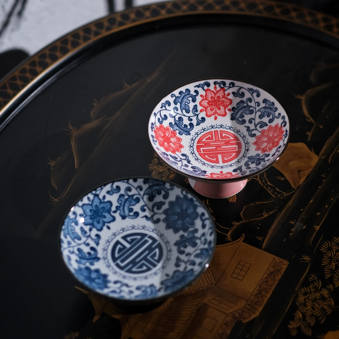 釉里红果盘+青花小果盘-KL-0055