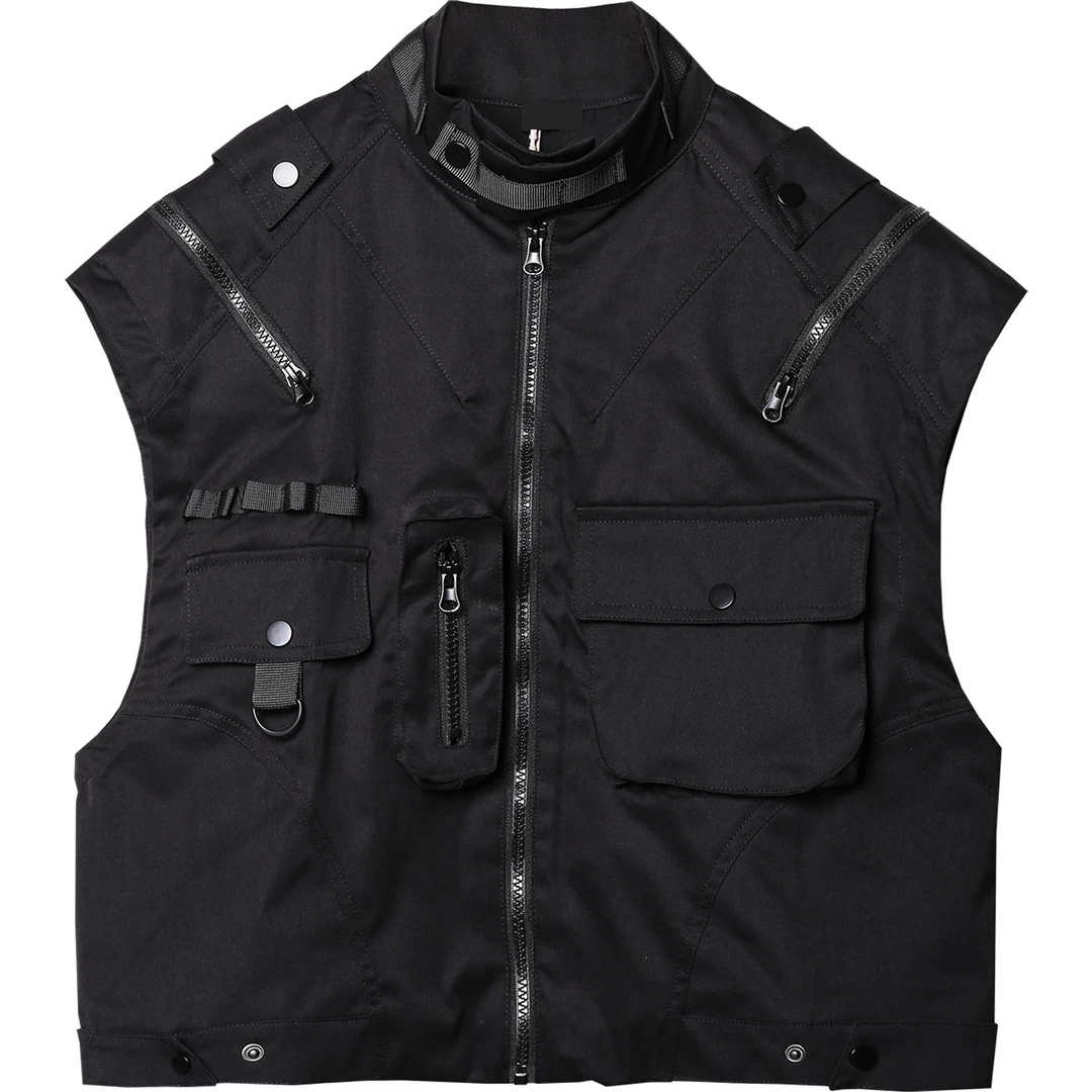 小众机能硬核战术马甲男短款夏季暗黑立领拉链设计工装宽松背心薄