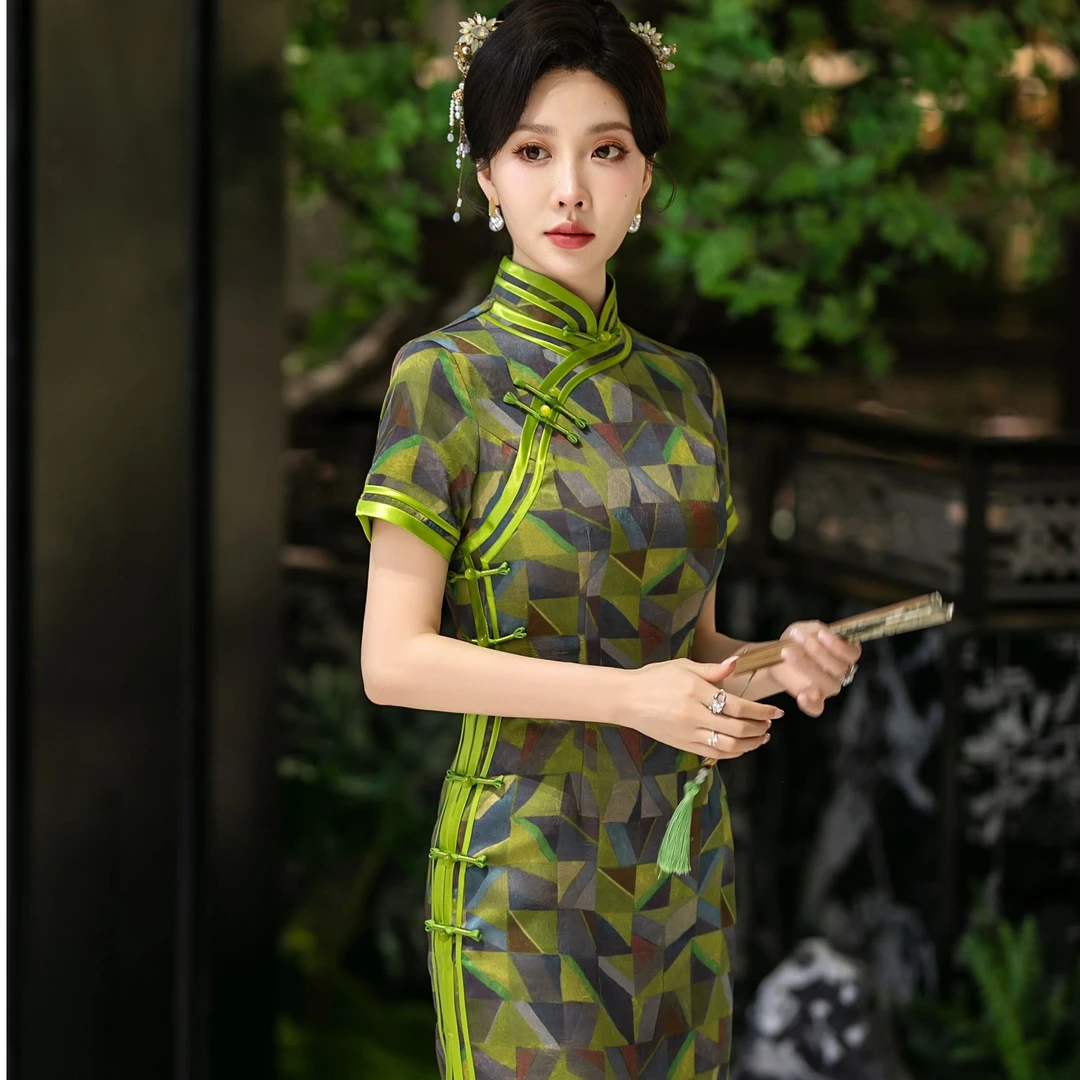 5664白幼秀新款复古时尚优雅中式立领港风款旗袍中国风旗袍