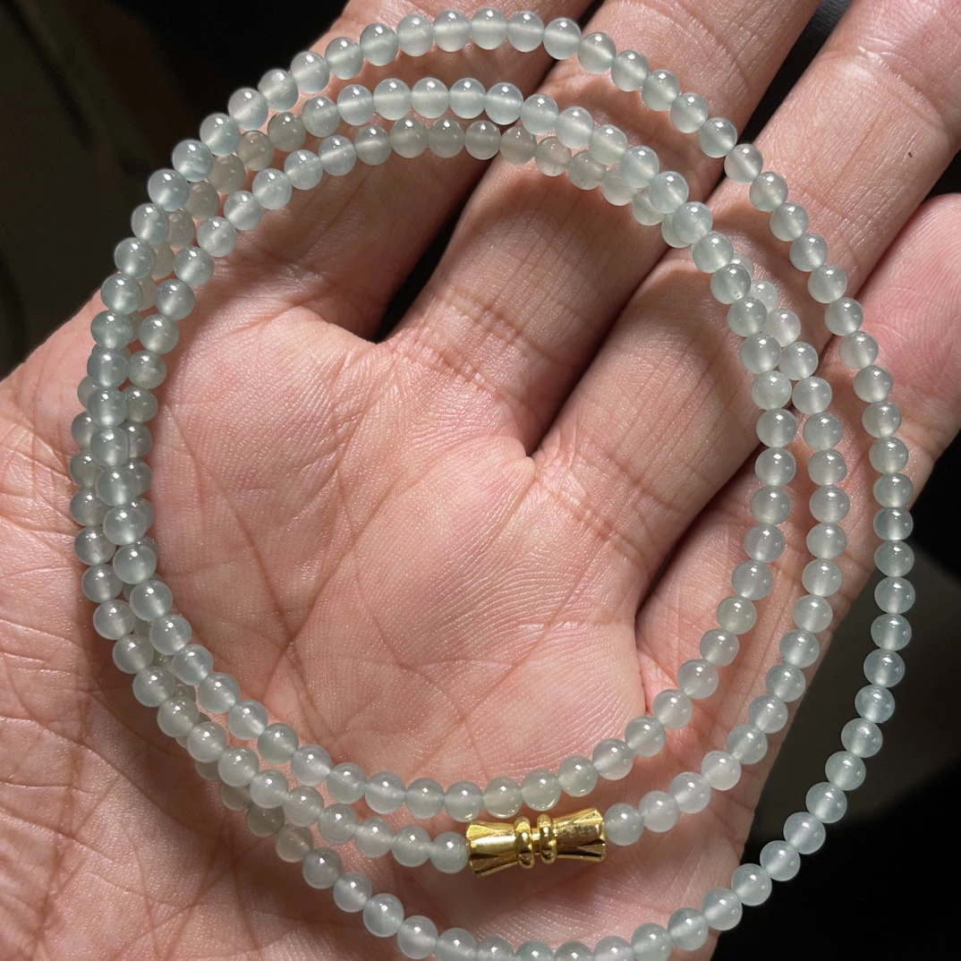 缅甸翡翠A货多圈天空蓝小米珠（卡3.4mm）