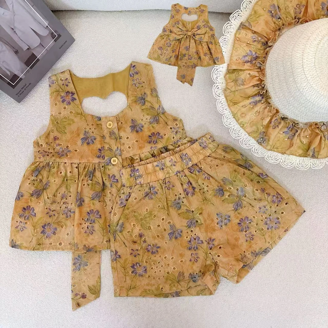 女宝宝碎花背心套装夏季2025新款小女孩百搭夏装女小童洋气两件套