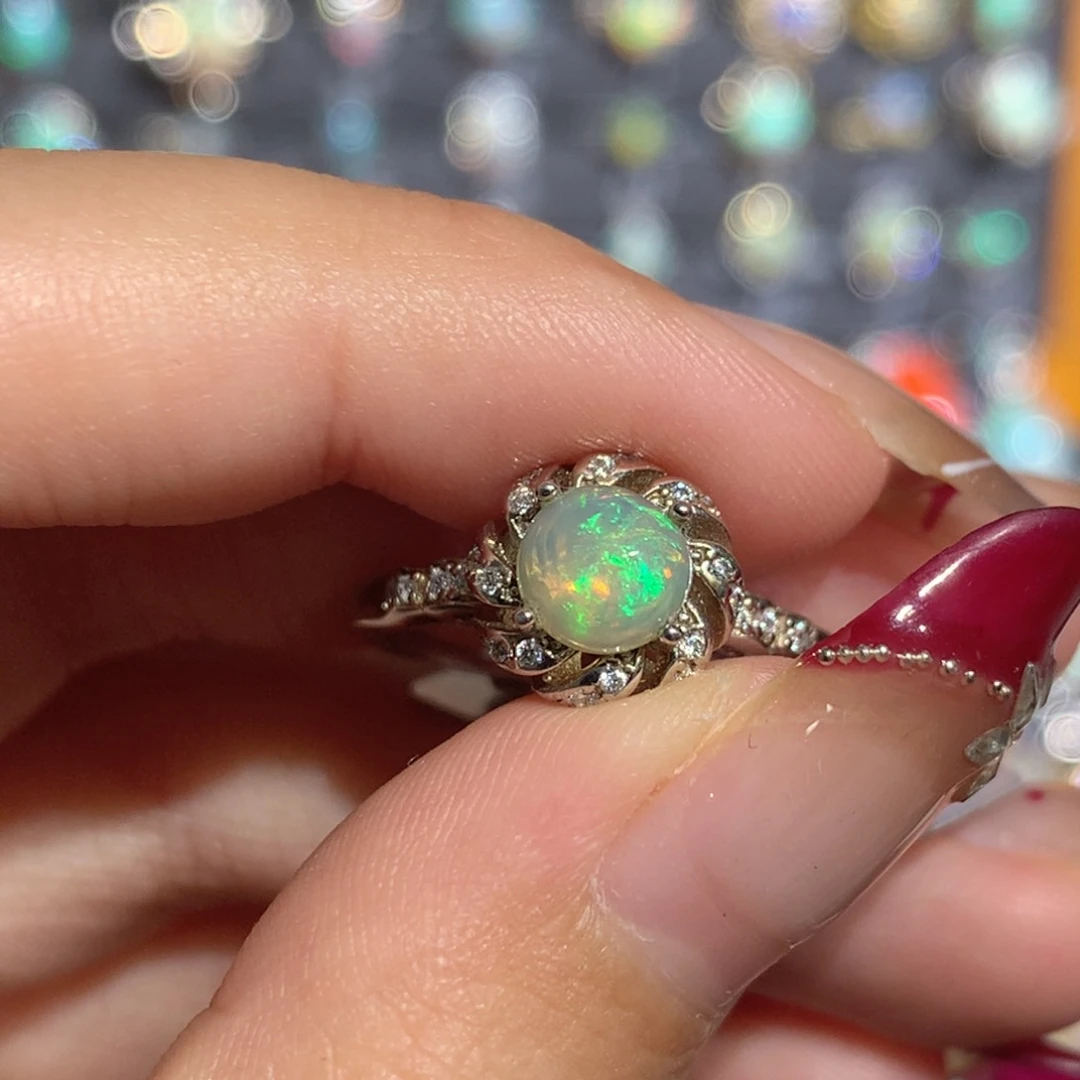 欧泊银S925镶嵌欧泊戒指y