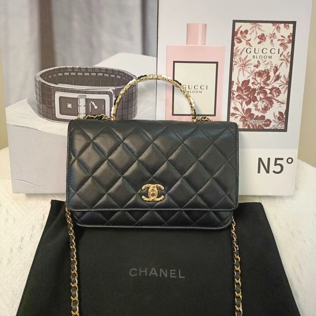 99新 Chanel/香奈儿 23K山茶花 花朵手柄Woc芯片款