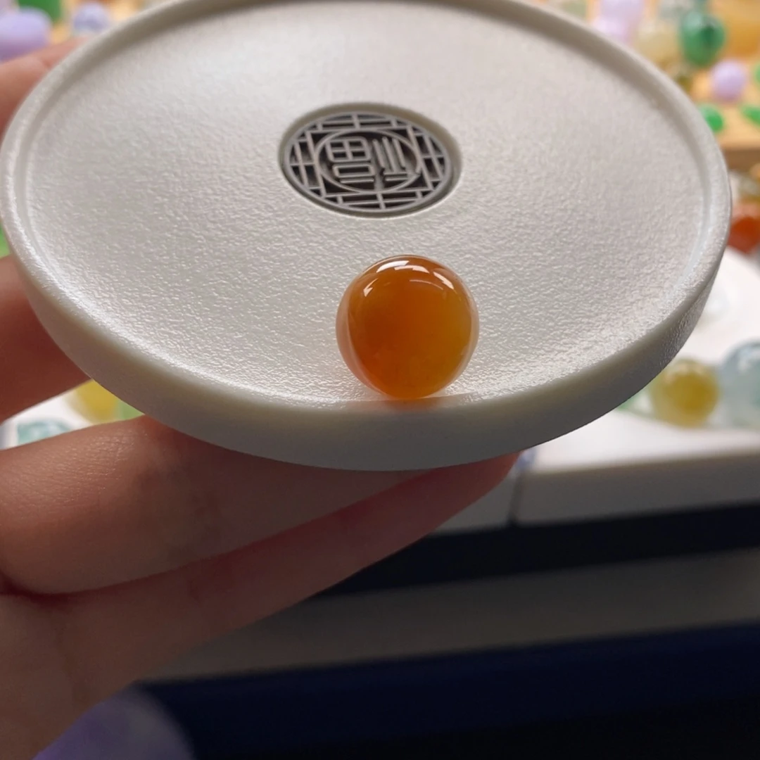 翡翠未镶嵌颈饰起胶橘红圆珠卡13