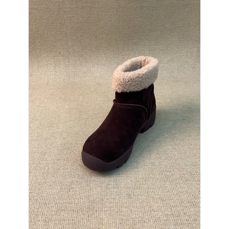 nnmiss/5cm复古翻边羊羔毛雪地靴休闲运动厚底加绒保暖短靴