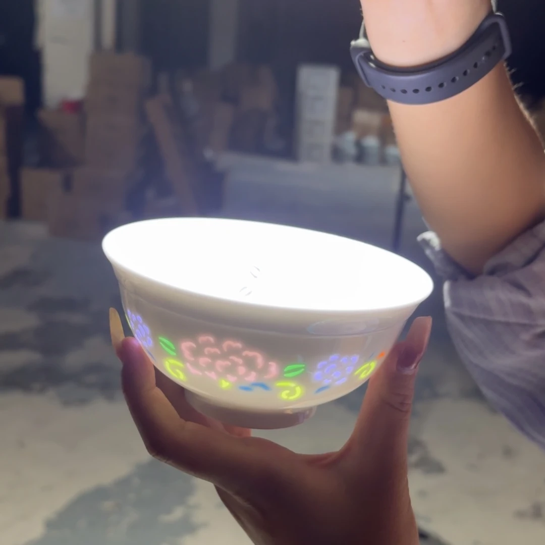 景德镇陶瓷7彩米饭碗2个微瑕