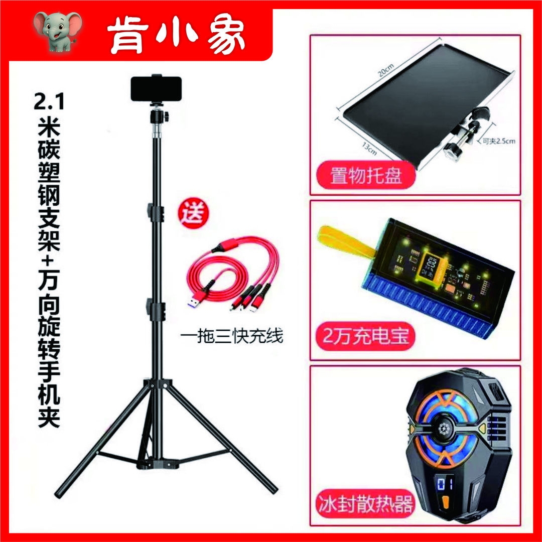 【直播四件套】2.1米碳素钢支架充电宝数显散热器置物托盘直播套餐