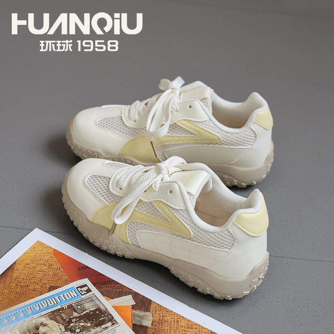 HUANQIU/环球2025夏季新款舒适百搭透气休闲鞋时尚厚底增高阿甘鞋