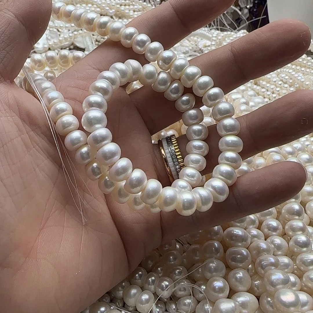 幸***儿未镶嵌半成品淡水珍珠卡8mm算盘加yinkou