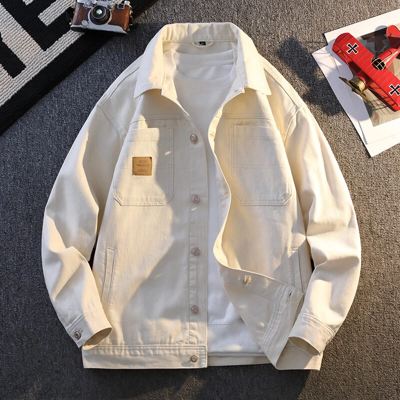 纯棉牛仔外套男新款小香风青少年学生休闲男装工装男士夹克衫