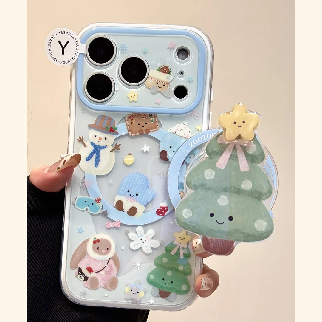 可爱jellycat圣诞树磁吸支架适用苹果17promax手机壳iphone16新15