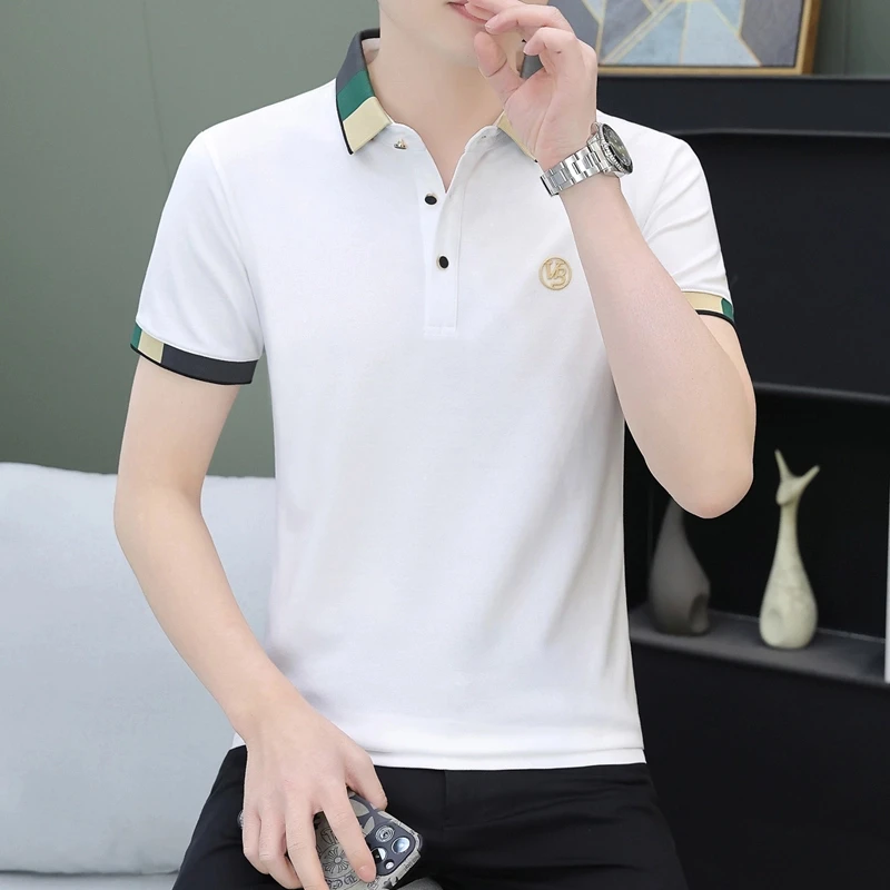 夏季新款短袖t恤男士韩版潮流男装polo衫翻领冰丝半袖上衣服衬衫