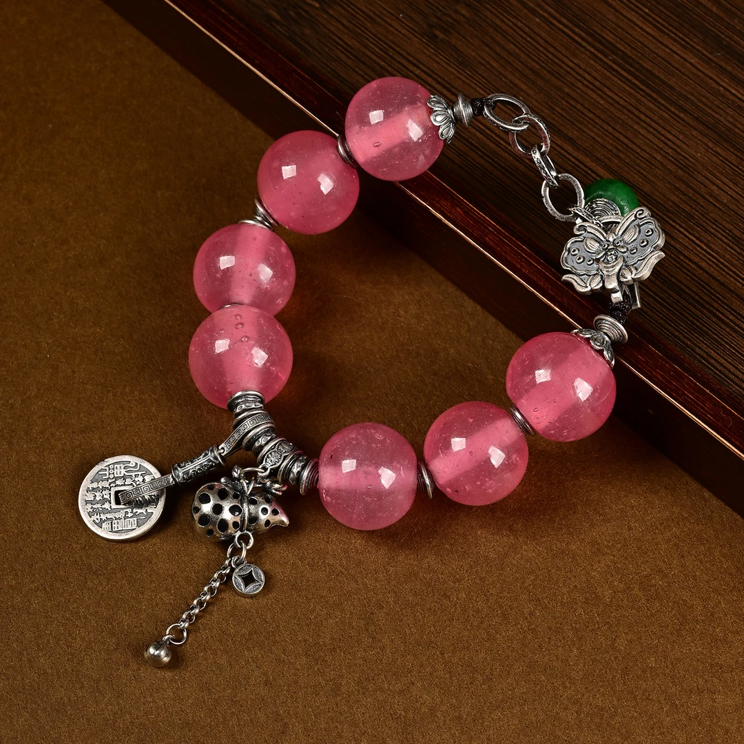 合金手链 珠宝【三宝】粉璃映月手链手工气质S098