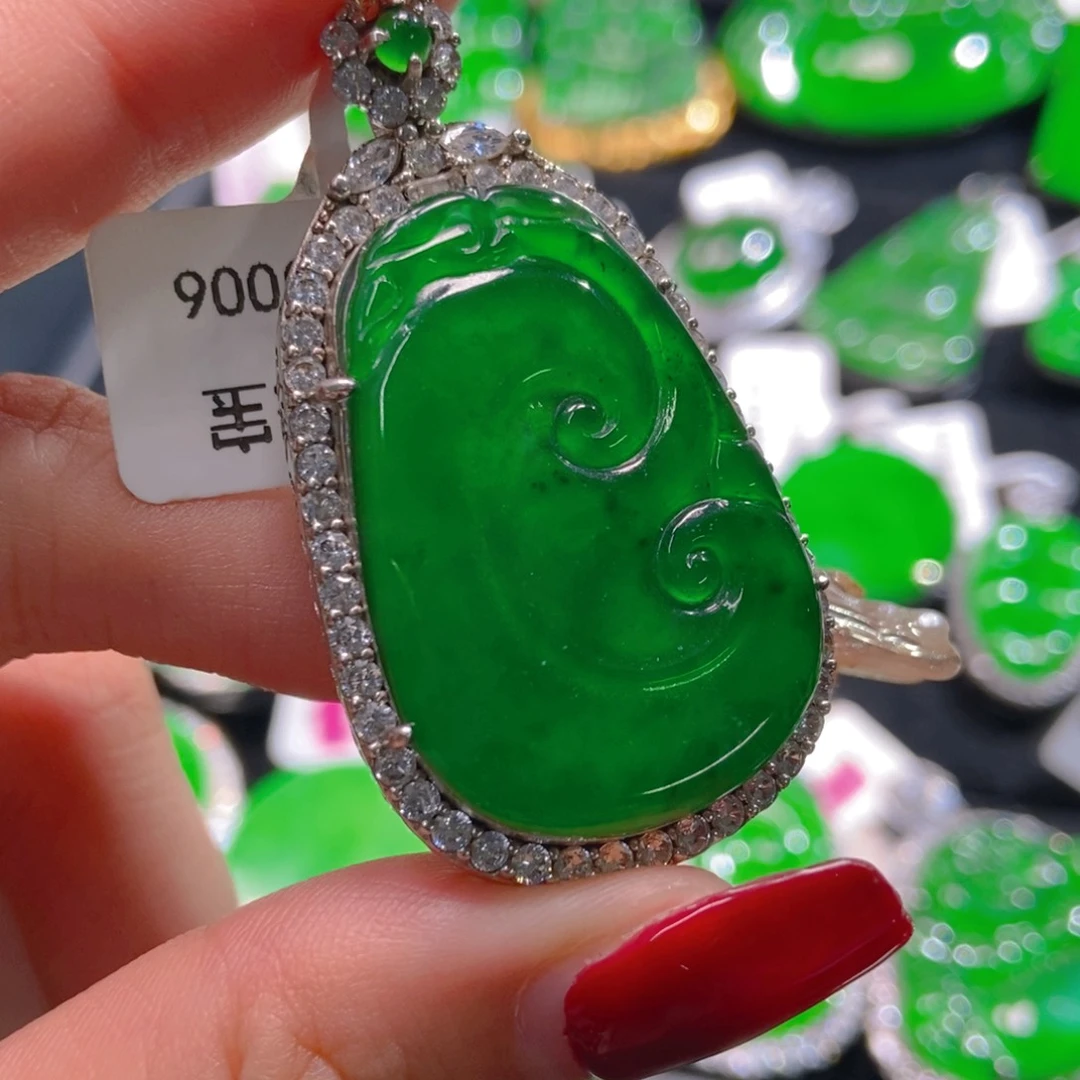 翡翠吊坠(不含链)银S925镶嵌