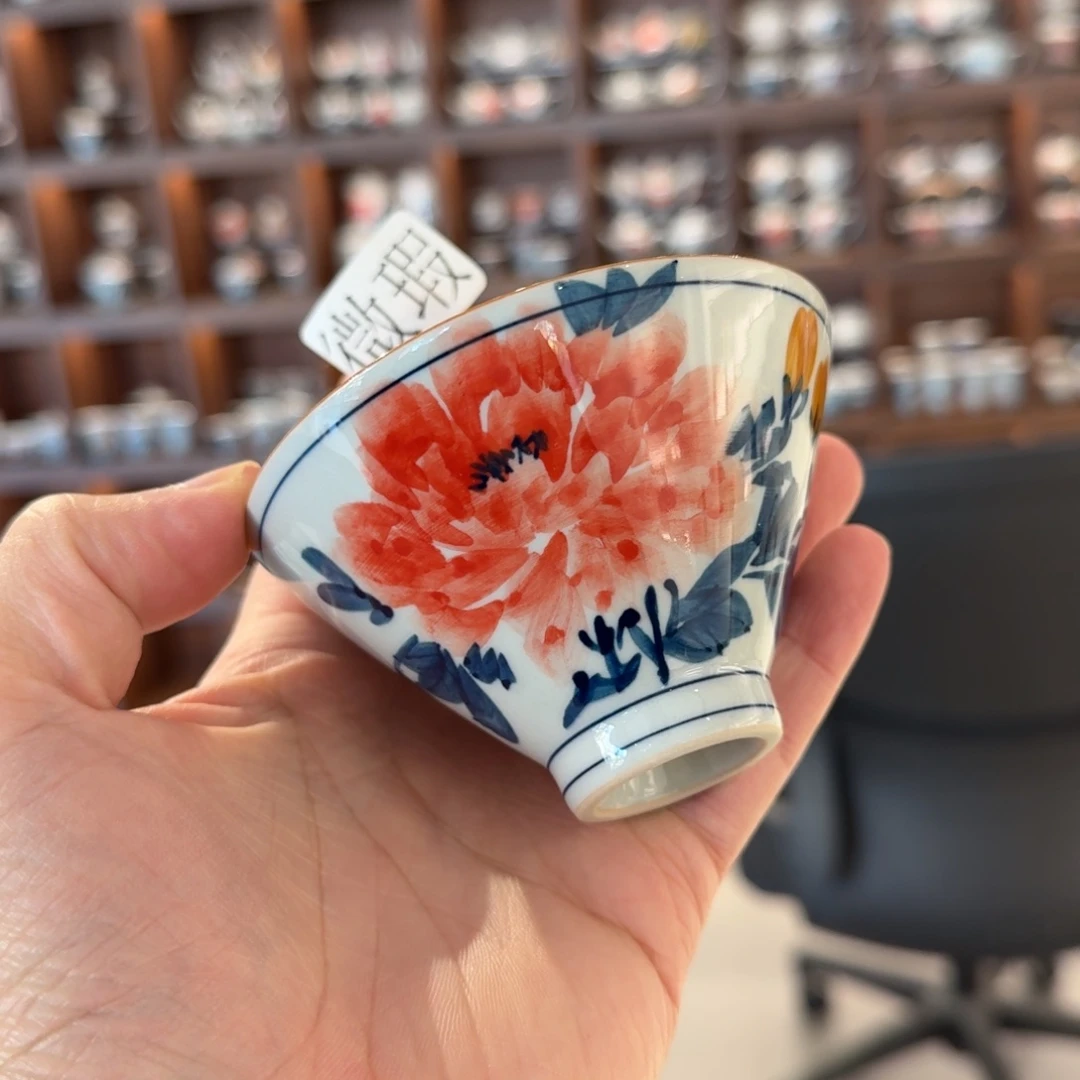 釉下手绘茶具微瑕